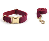 Soft Burgundy Velvet Pet Collar Dog Collar