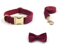 Soft Burgundy Velvet Pet Collar Dog Collar