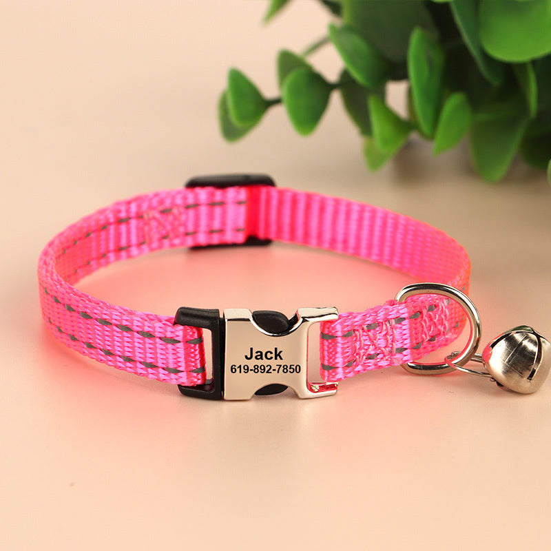Engraved Anti Slip Reflective Cat Neck Collar